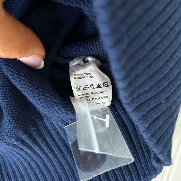 Pink Pineapple Small Firecracker Navy Blue Cotton Knit Sweater - Picture 4 of 5